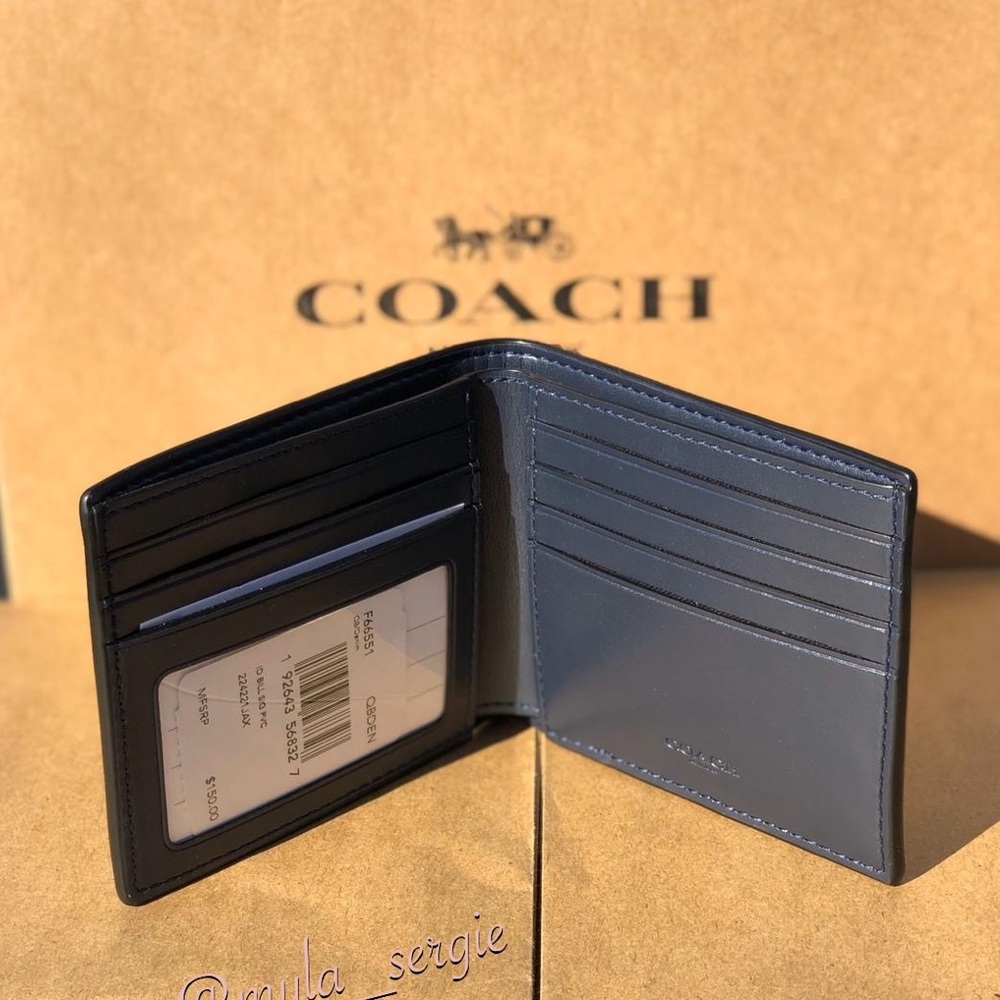 Gift for Him 🎁 Coach Signature Coated Billfold Men’s Wallet - Picture 6 of 7